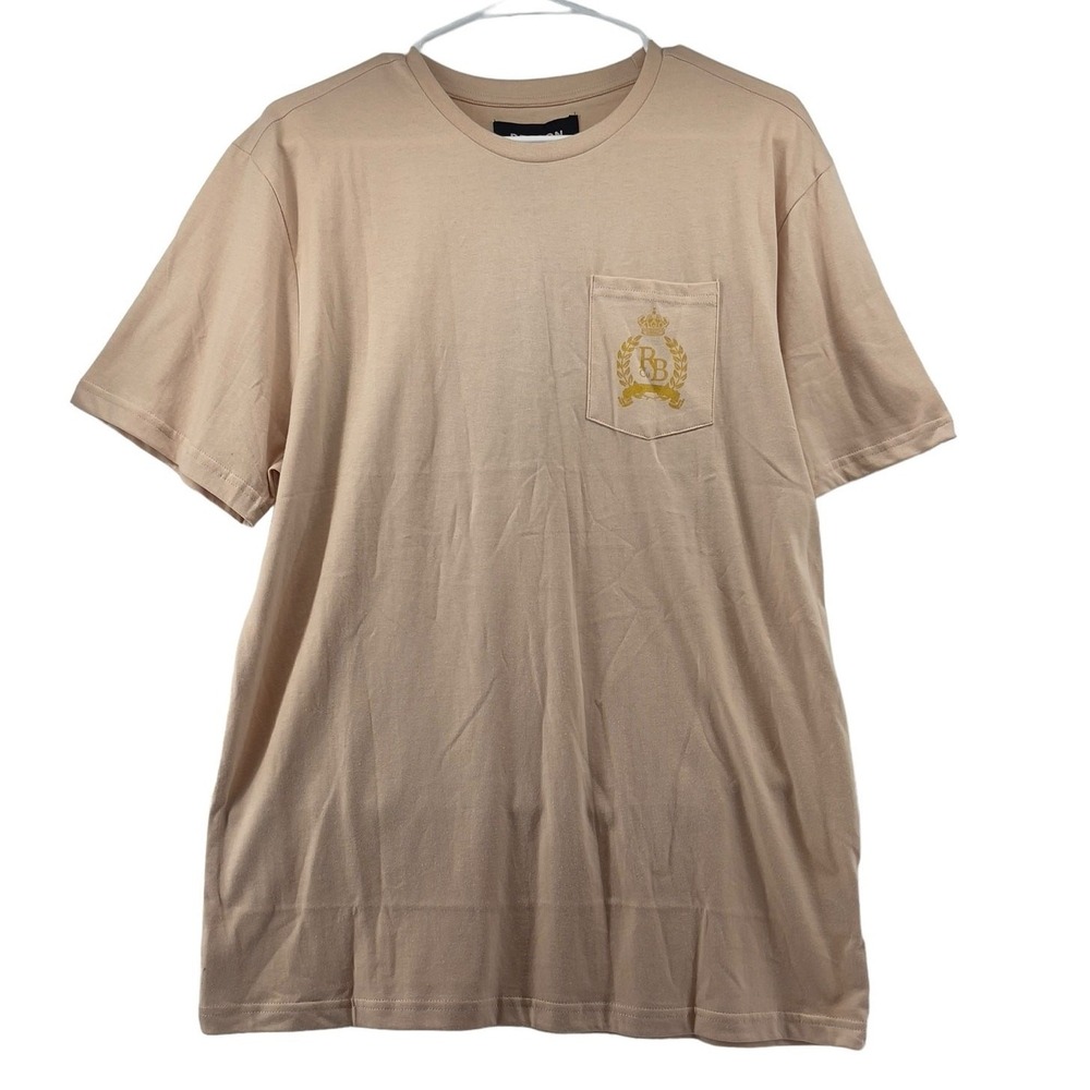 Reason Men Large Shirt Short Sleeve Sand Royal Crest Foil Print Roses New Casual